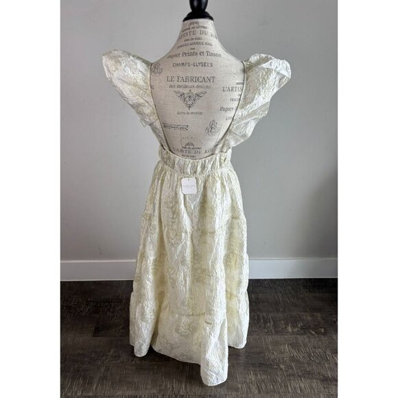 Altar’d State Womens Athena Shimmer Maxi Dress Cream Gold Metallic V-Neck Sze XL - Picture 6 of 13